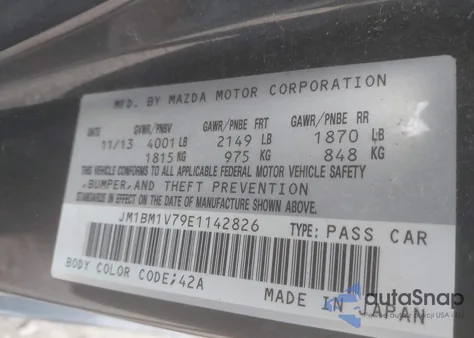 2014 Mazda Mazda3 I Touring from USA, damaged, VIN JM1BM1V79E1142826